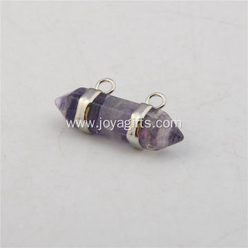 Natural Amethyst Hexagonal Pendant Plated Silver for Women Jewelry Necklace